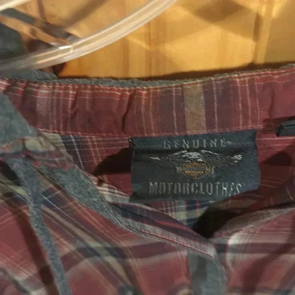 Harley-Davidson Motorcycle Plaid Hooded Long Sleeve Bottom Down - Picture 5 of 6